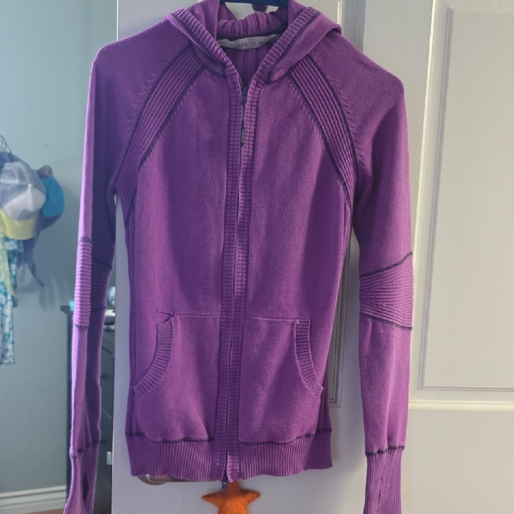 Athleta Women's Purple Ribbed Hoodie